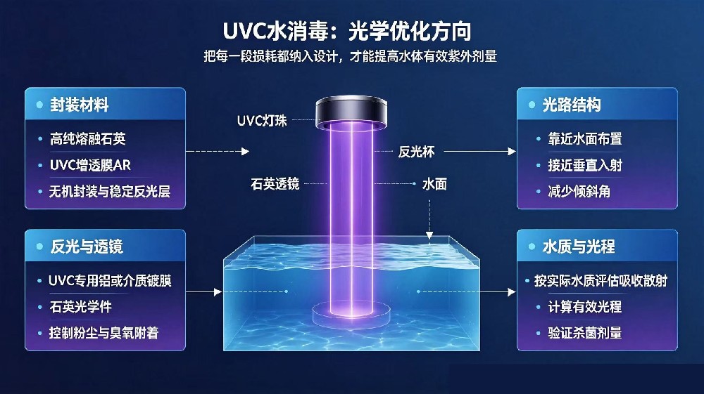 UVC芯片用于水消毒，需要考虑哪些光学损耗？
